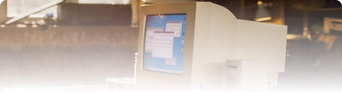 An old computer in a garage used to access Usenet in the early days of its creation.