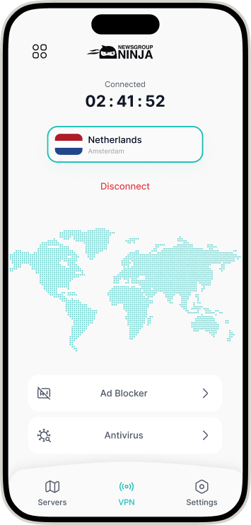 Mobile VPN app showing an active secure connection.
